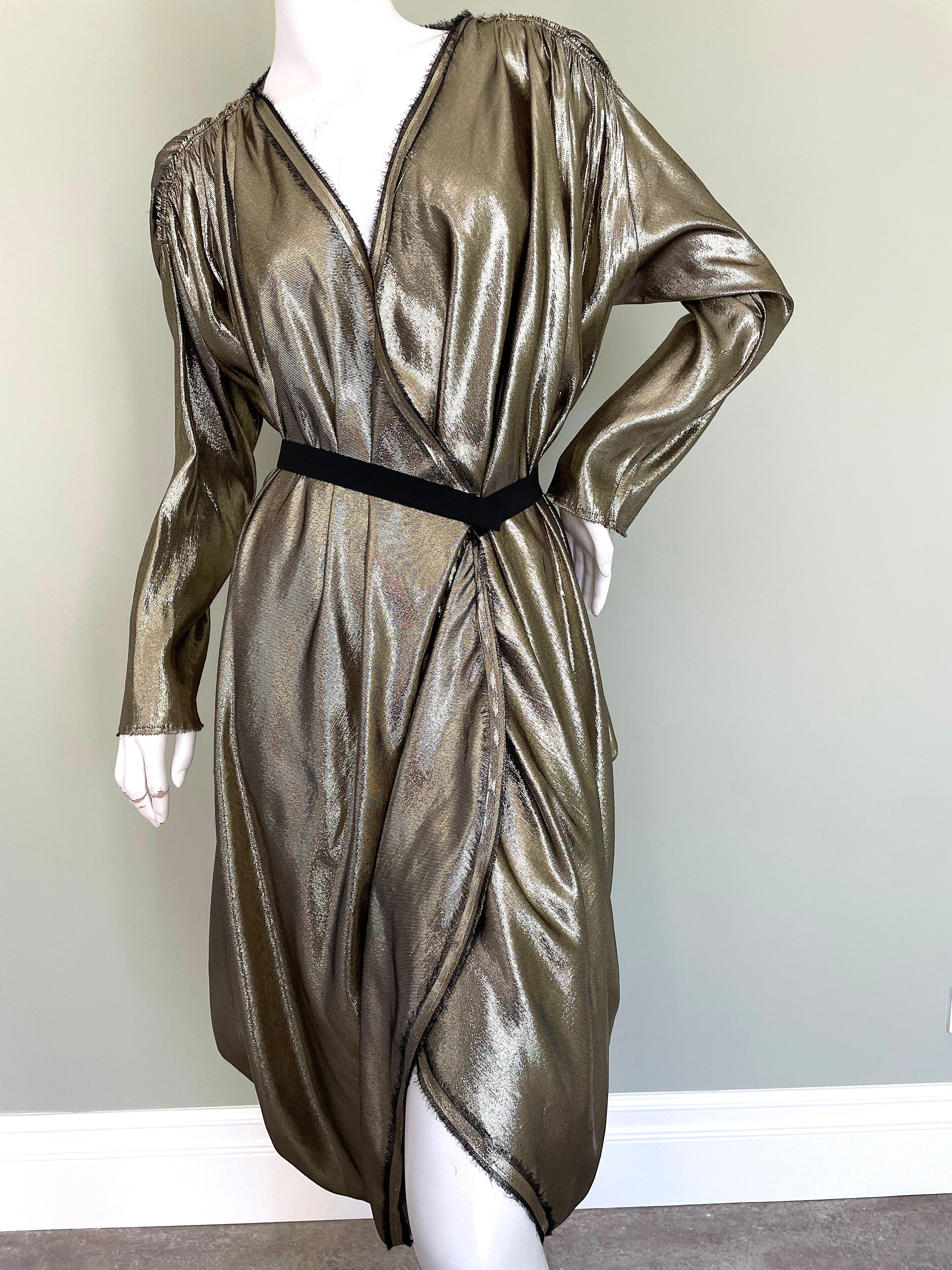 Women's Lanvin by Alber Elbaz Metallic Gold Goddess Dress Spring 2009 For Sale
