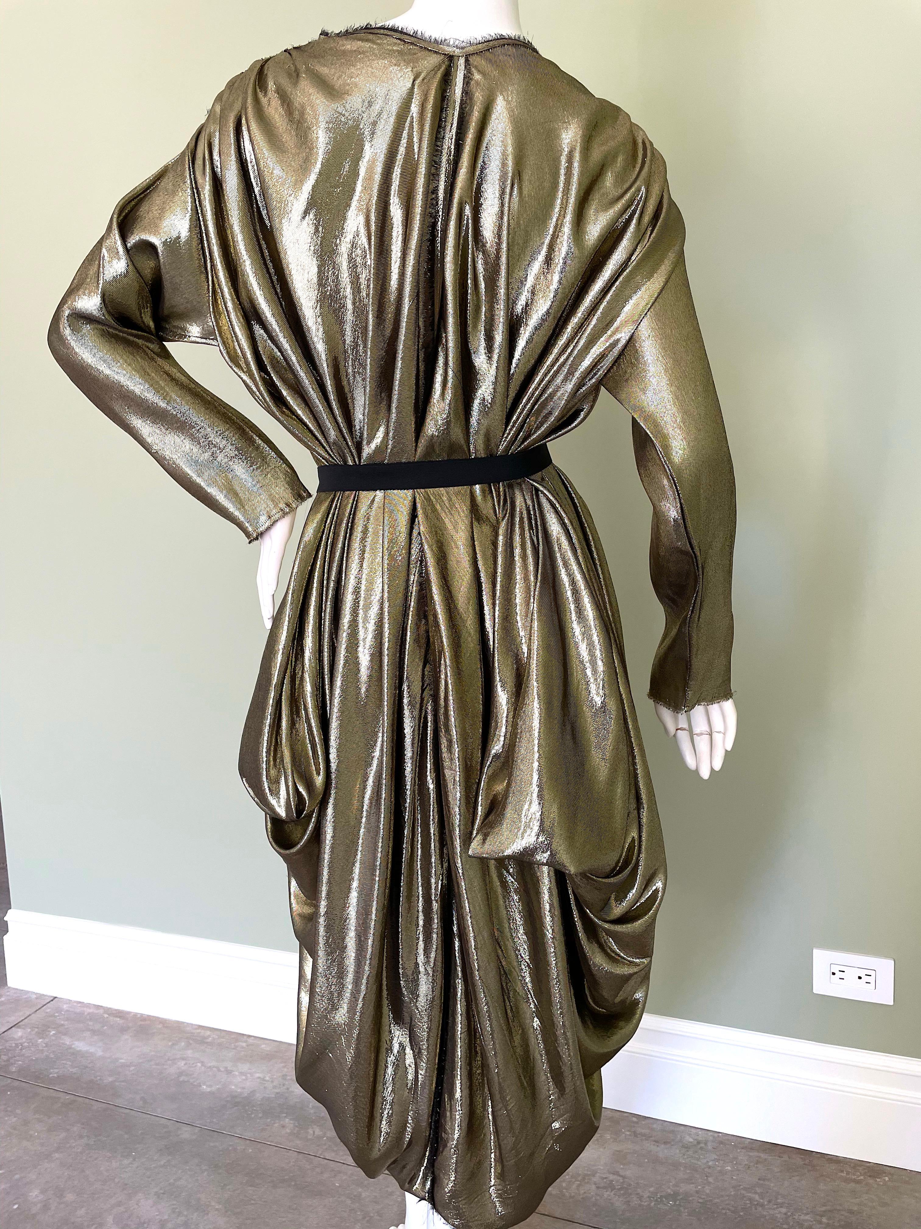 Lanvin by Alber Elbaz Metallic Gold Goddess Dress Spring 2009 In Good Condition For Sale In Cloverdale, CA