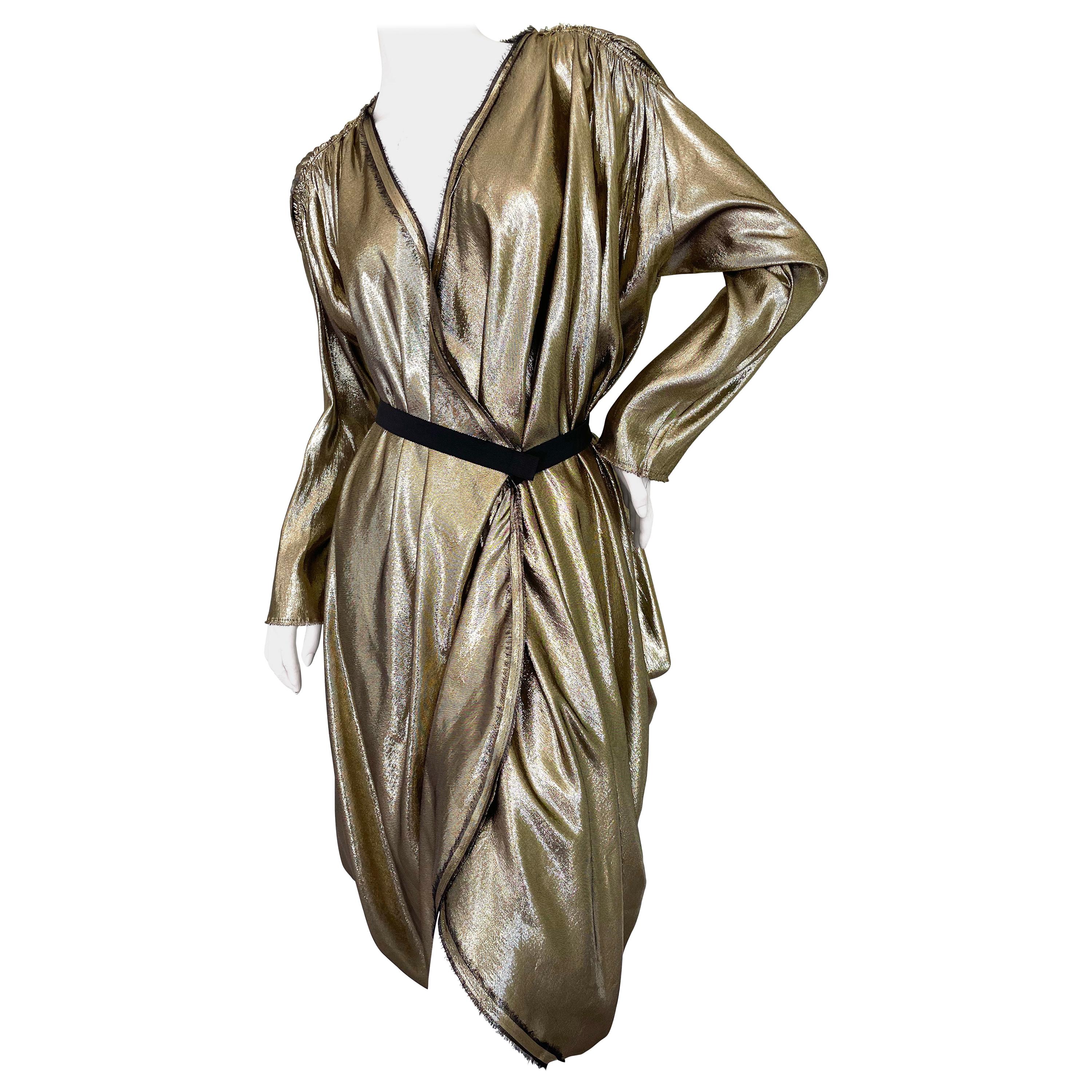 Lanvin by Alber Elbaz Metallic Gold Goddess Dress Spring 2009 For Sale