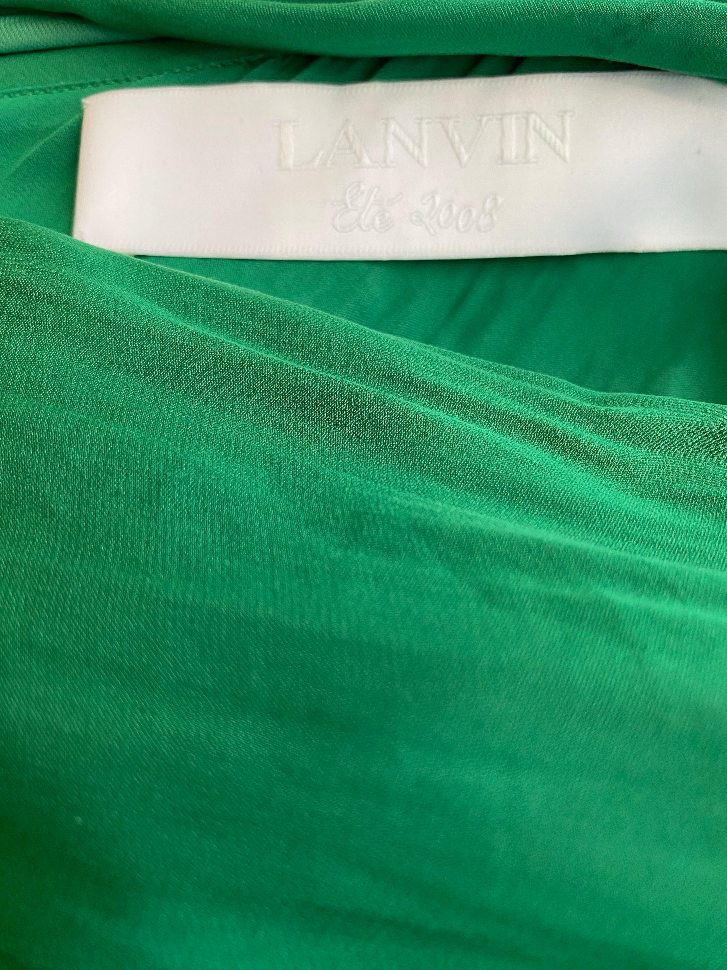 Lanvin von Alber Elbaz  Grünes Seidenkleid mit einer Schulter im Angebot 1
