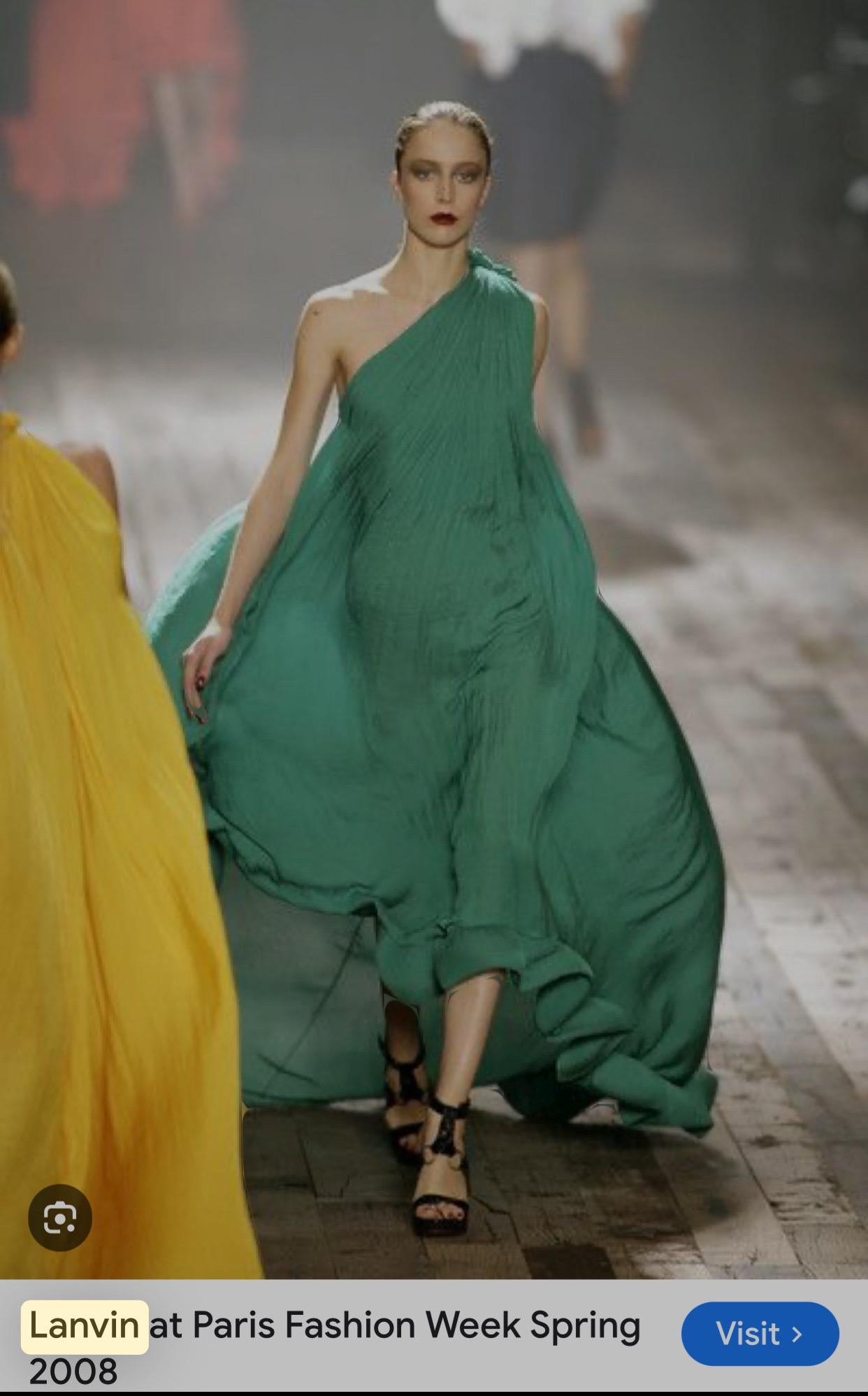Lanvin von Alber Elbaz  Grünes Seidenkleid mit einer Schulter im Angebot 4