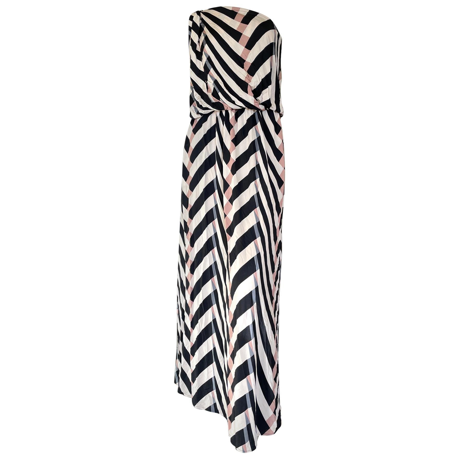 Lanvin by Alber Elbaz Op Art Chevron One Shoulder Dress  For Sale