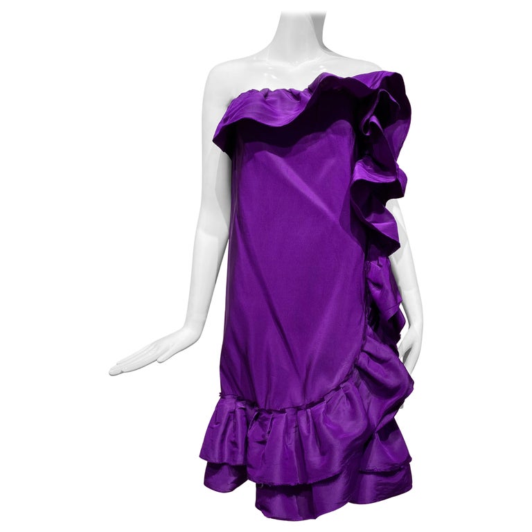 LANVIN by Alber Elbaz Purple Silk Strapless Cocktail Dress For Sale at  1stDibs