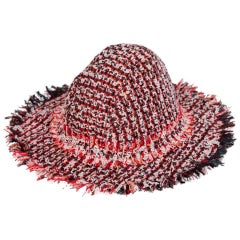 Lanvin by Alber Elbaz Red Multicolored Tweed Hat, 2012