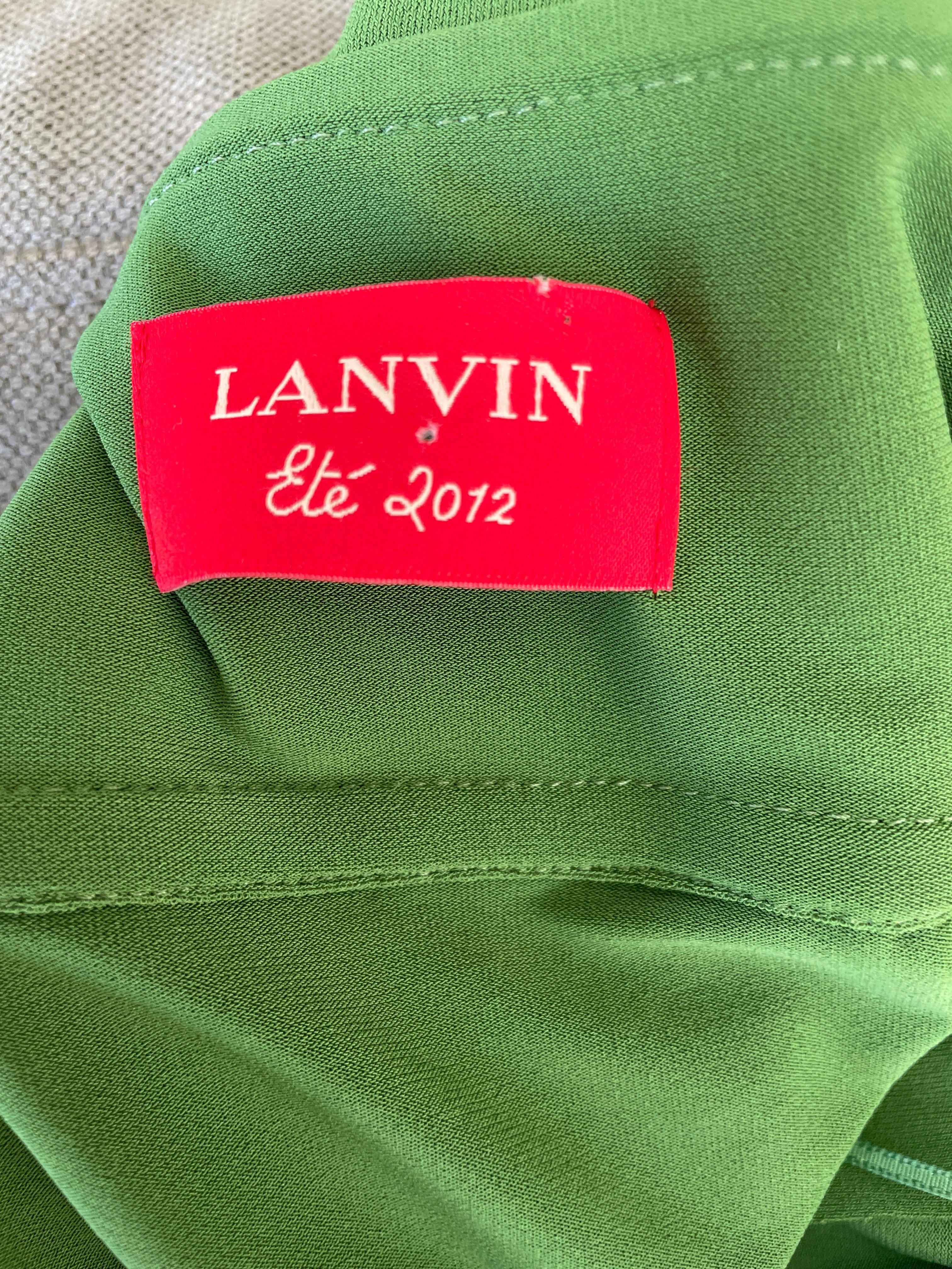 Women's Lanvin by Alber Elbaz Ruched Green One Shoulder Mini Dress from Spring 2012 For Sale