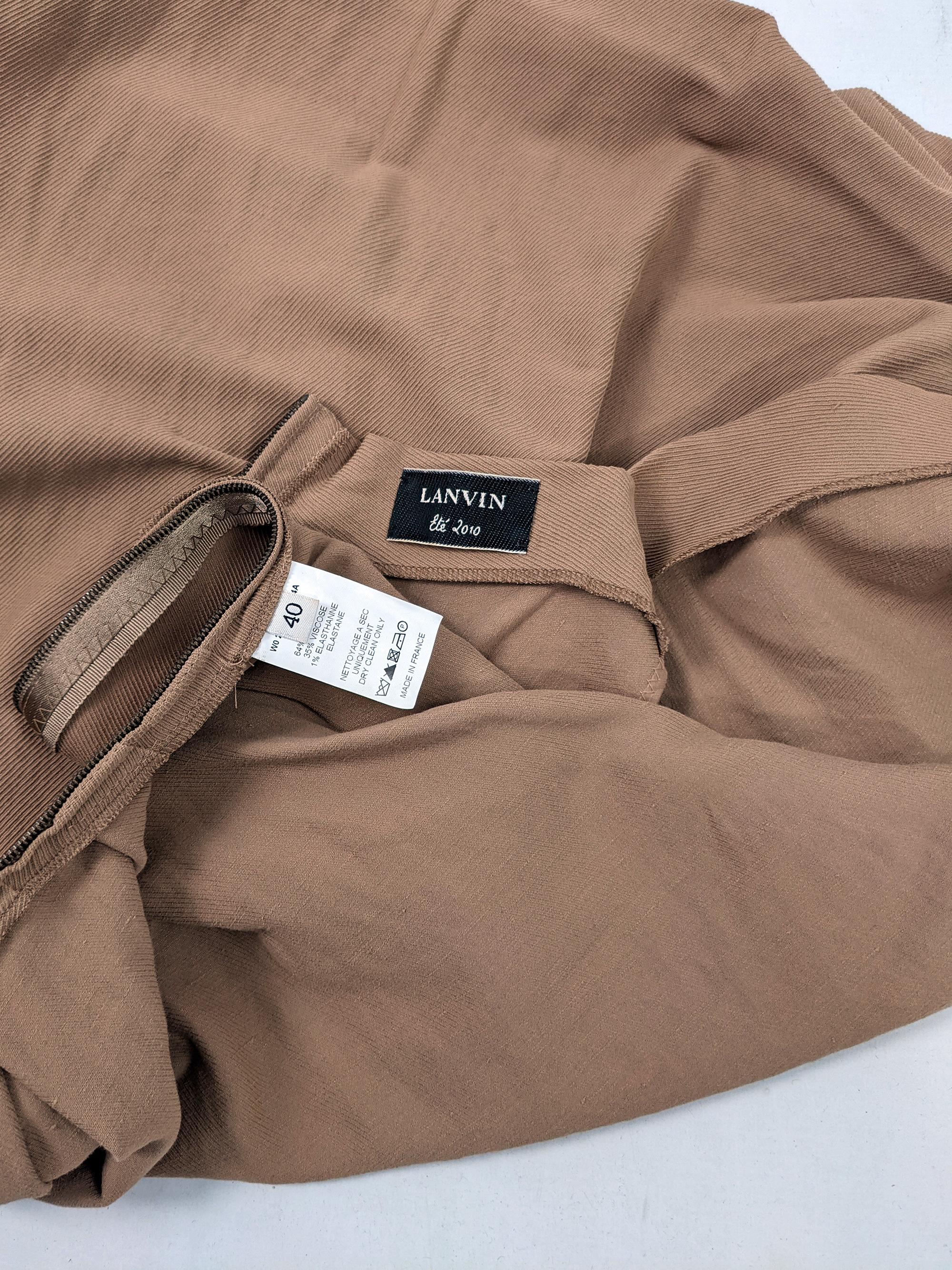 Robe Longue Lanvin 2011 Alber Elbaz - Soie Mousseline - Taille 38 FR - Marron - Occasion Très Bon état