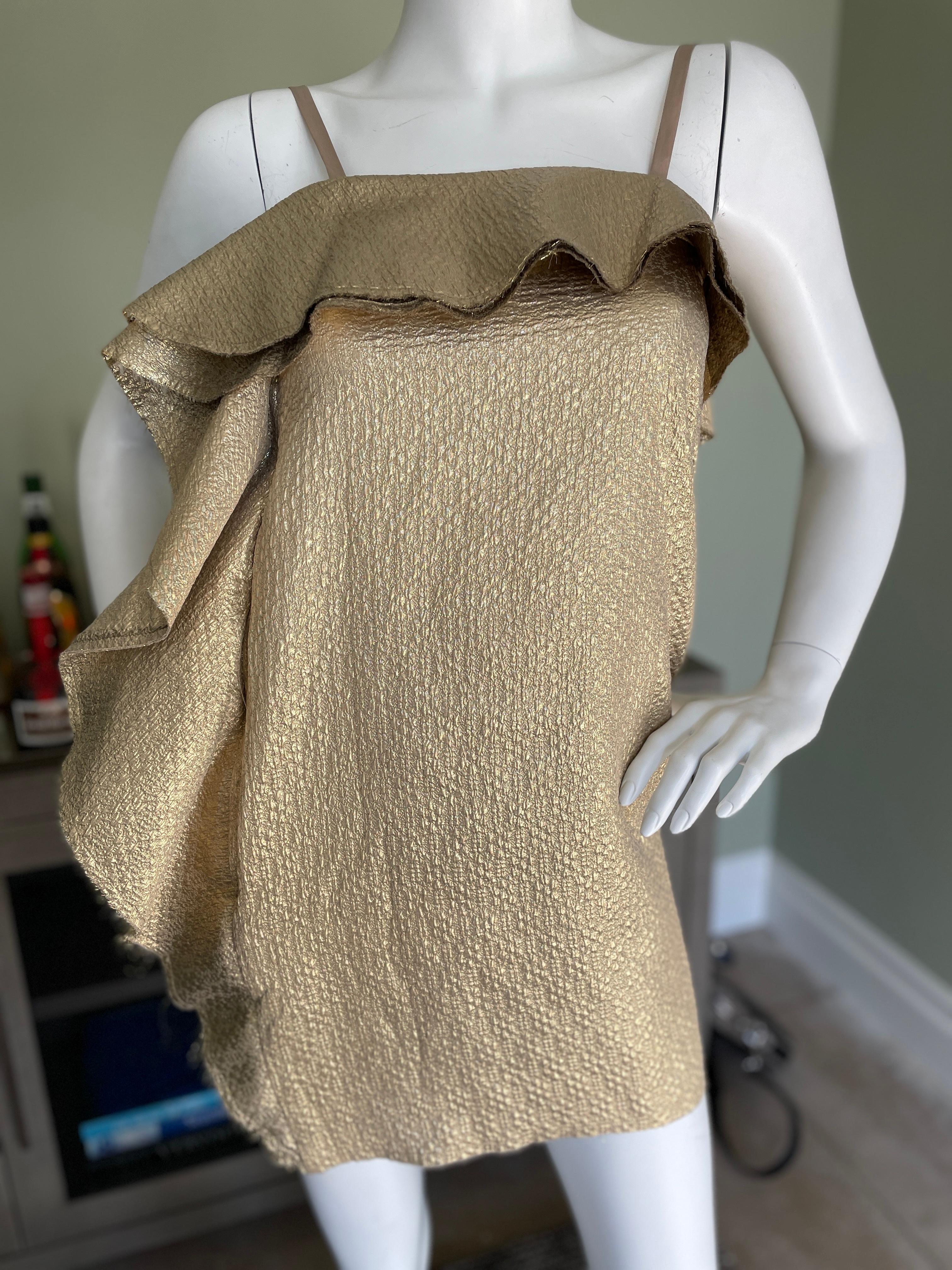 Gold Ruffle Gown - 6 For Sale on 1stDibs | gold ruffle dress
