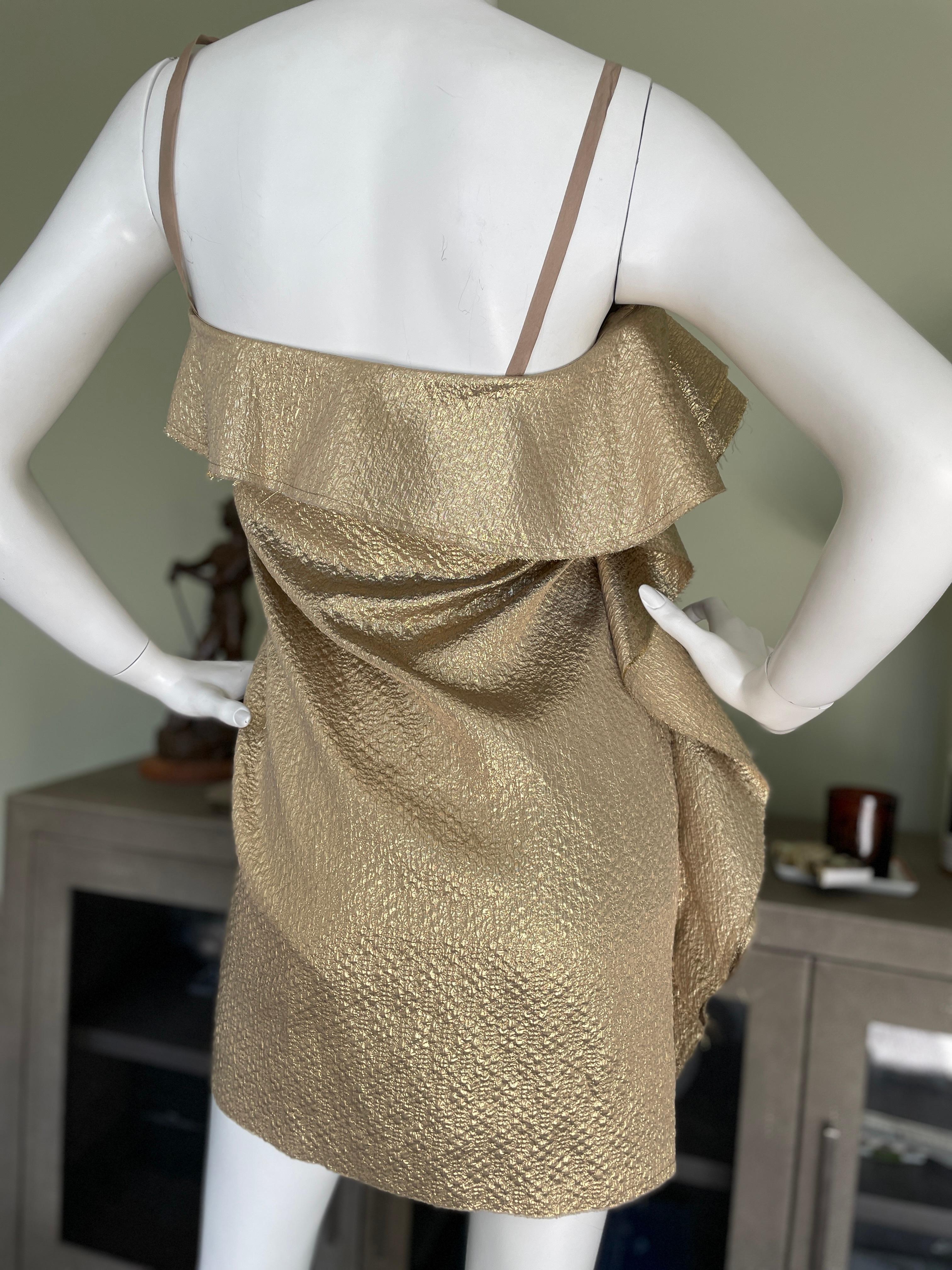 Lanvin by Alber Elbaz Ruffled Gold Mini Dress Spring 2011 In Excellent Condition For Sale In Cloverdale, CA