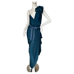 Lanvin by Alber Elbaz Spring 2011 Wrap Dress with Floral "Corsage" on Shoulder