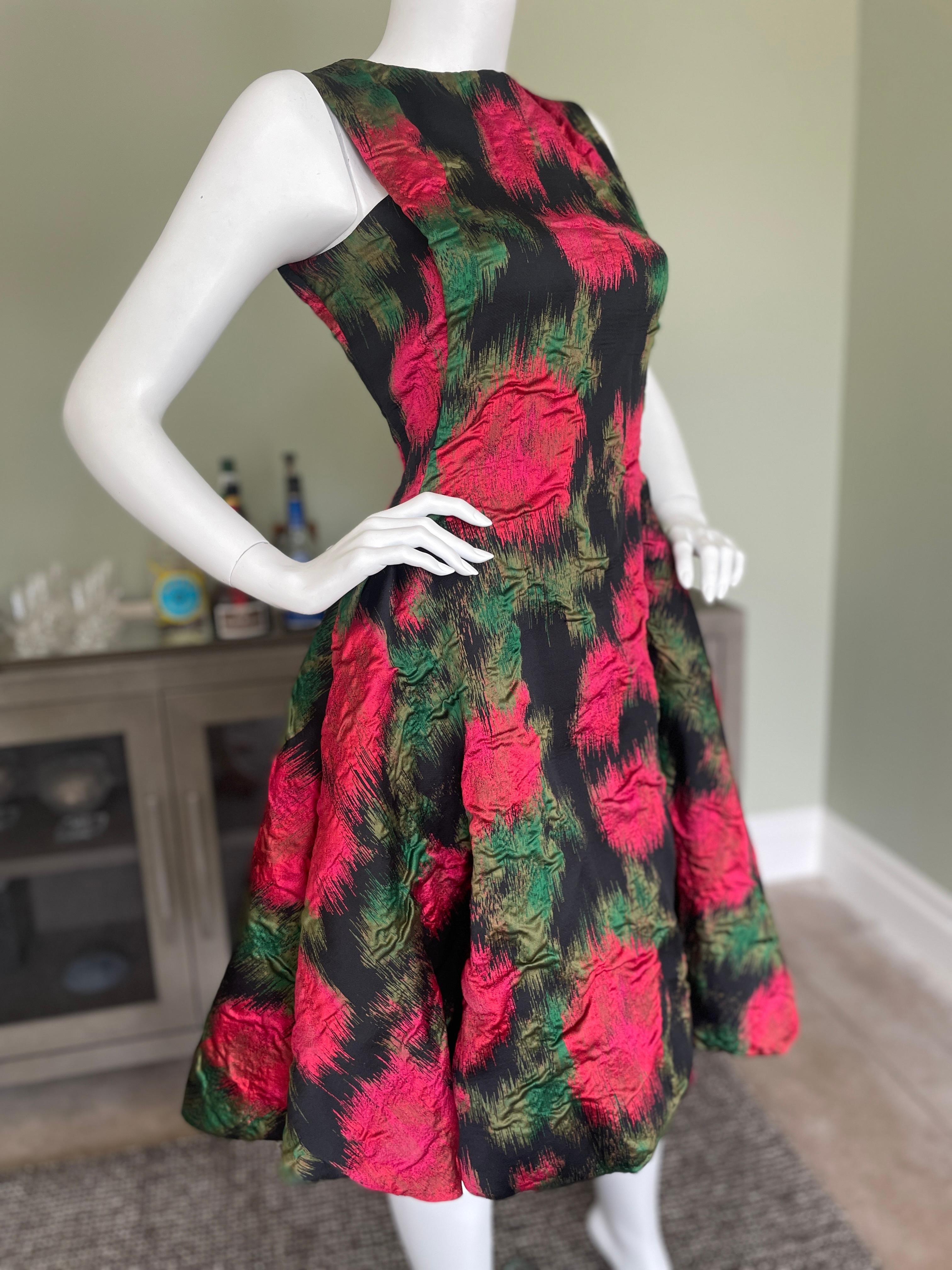 Lanvin by Alber Elbaz Textural Sleeveless Floral Print Cocktail Dress In Excellent Condition For Sale In Cloverdale, CA