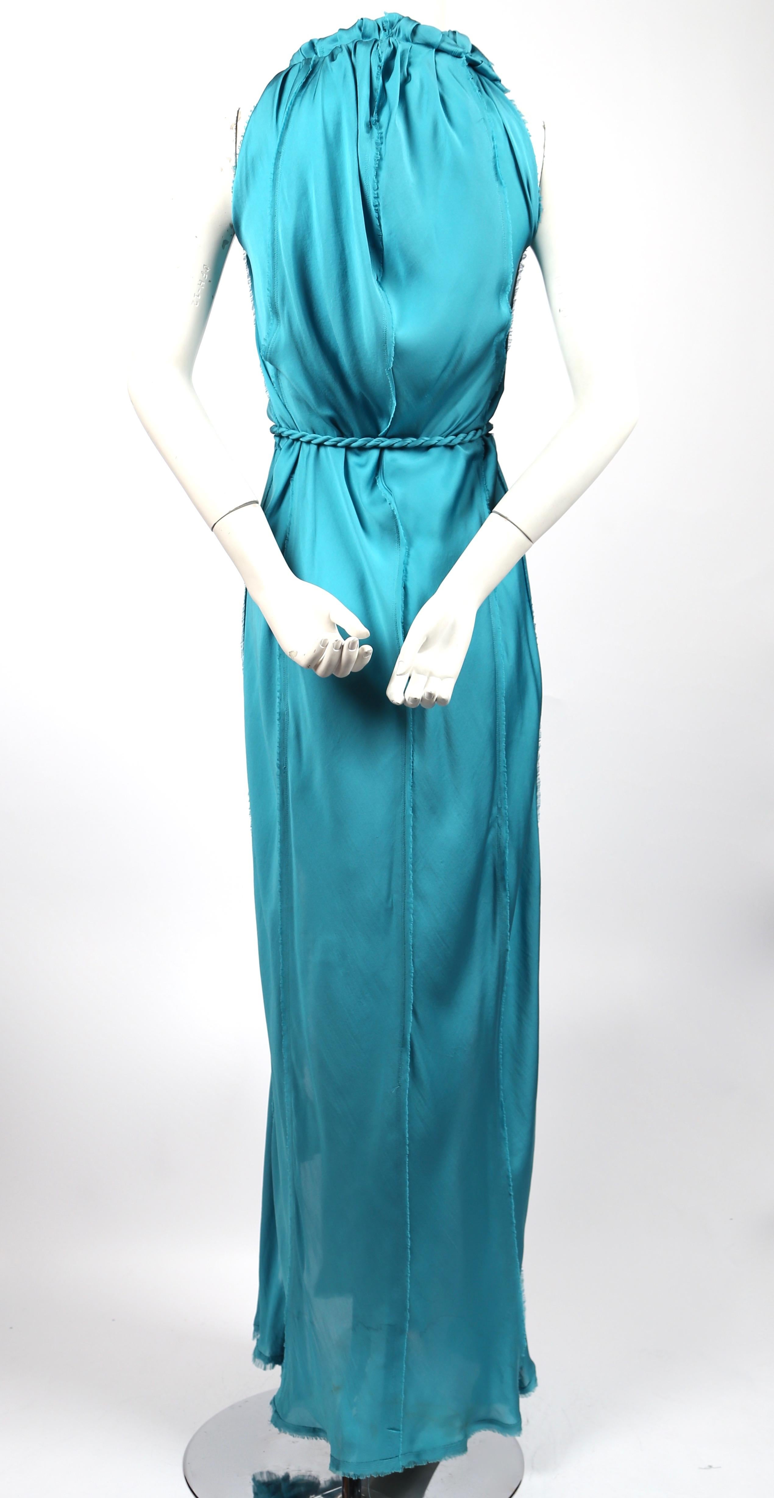 LANVIN by Alber Elbaz turquoise silk bias cut dress In Good Condition In San Fransisco, CA