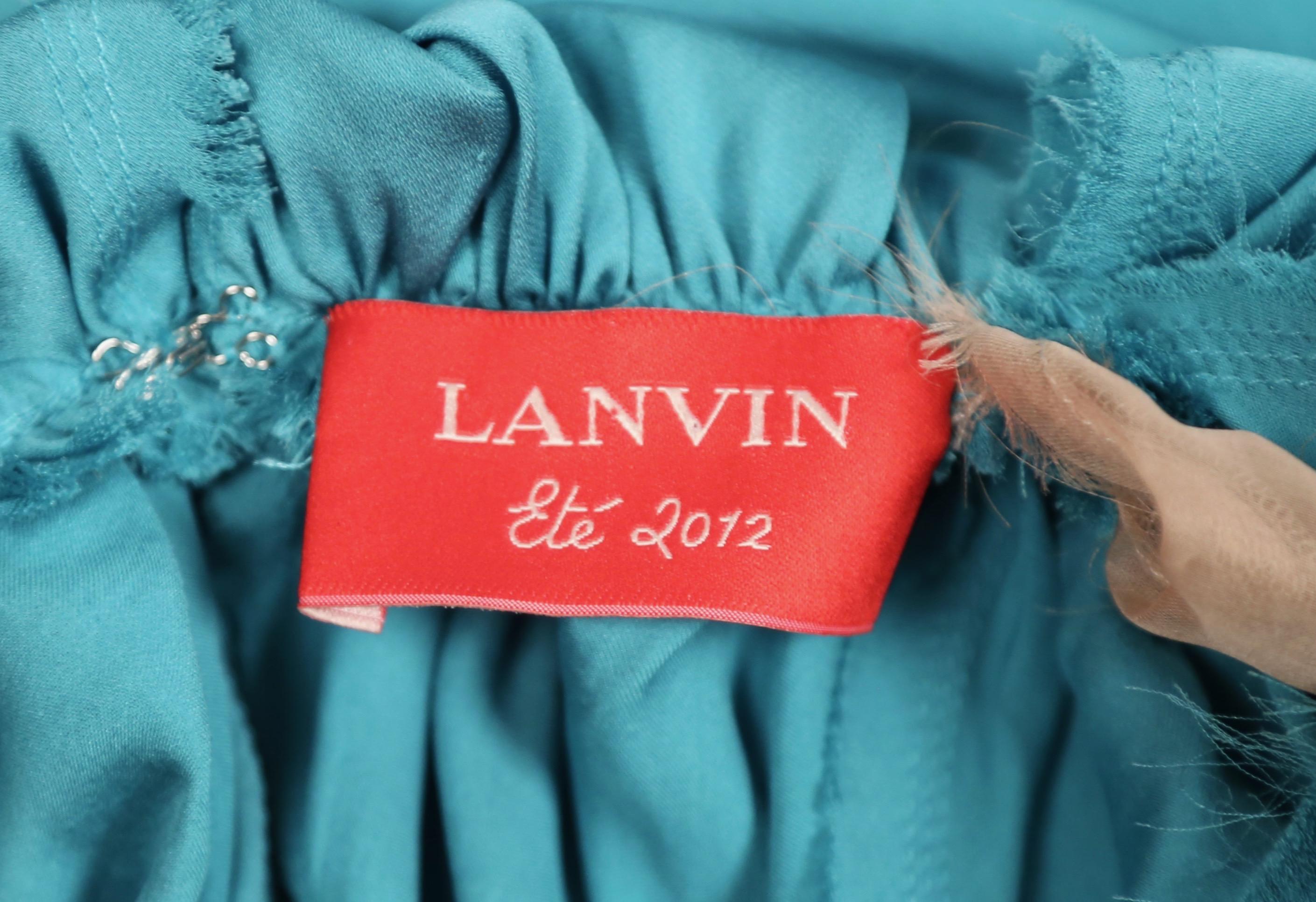 Women's LANVIN by Alber Elbaz turquoise silk bias cut dress