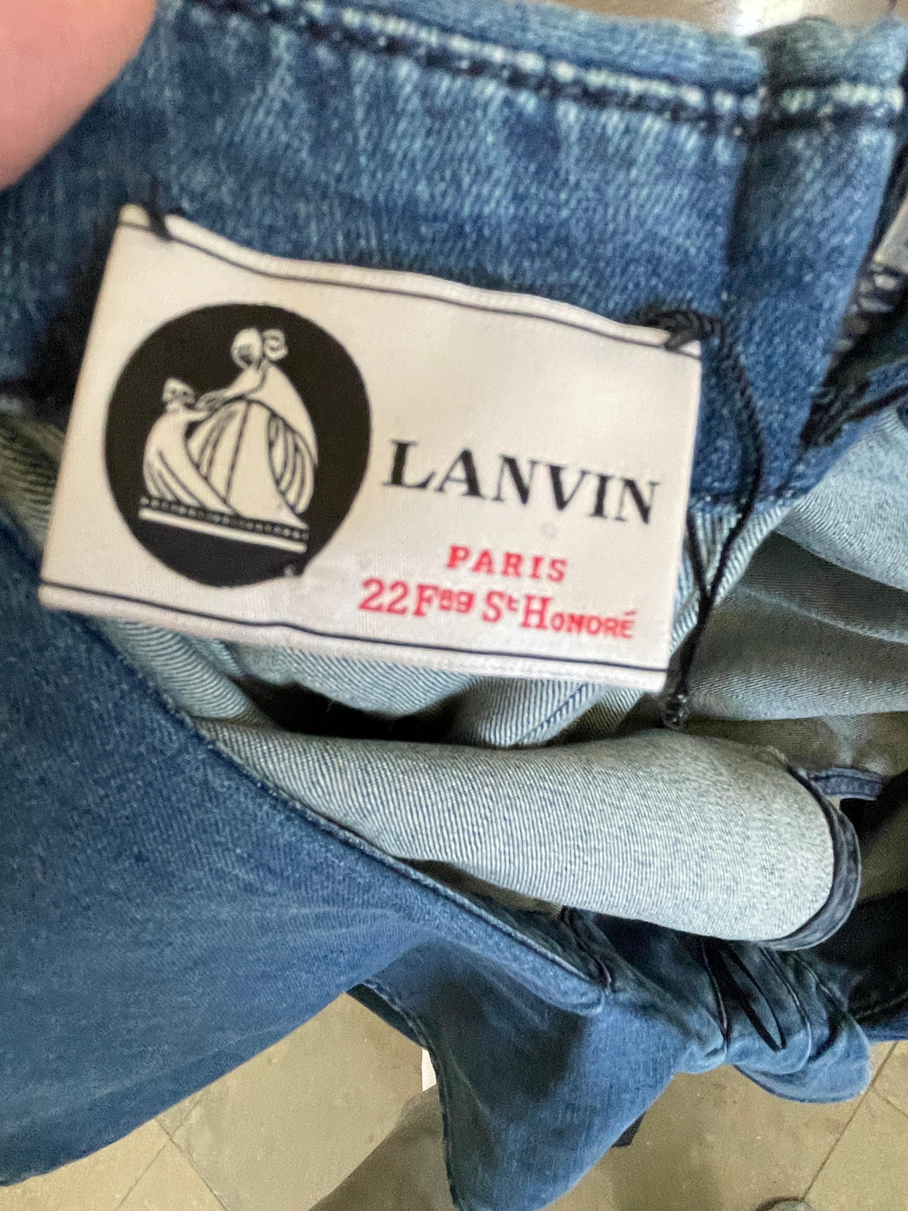Lanvin by Alber Elbaz Vintage One Shoulder Ruffled Denim Dress For Sale 2