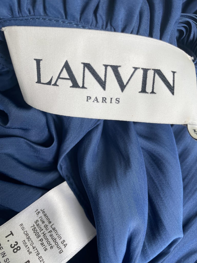 Lanvin by Alber Elbaz Voluminous Navy Blue Pleated Embellished Cocktail Dress  For Sale 6