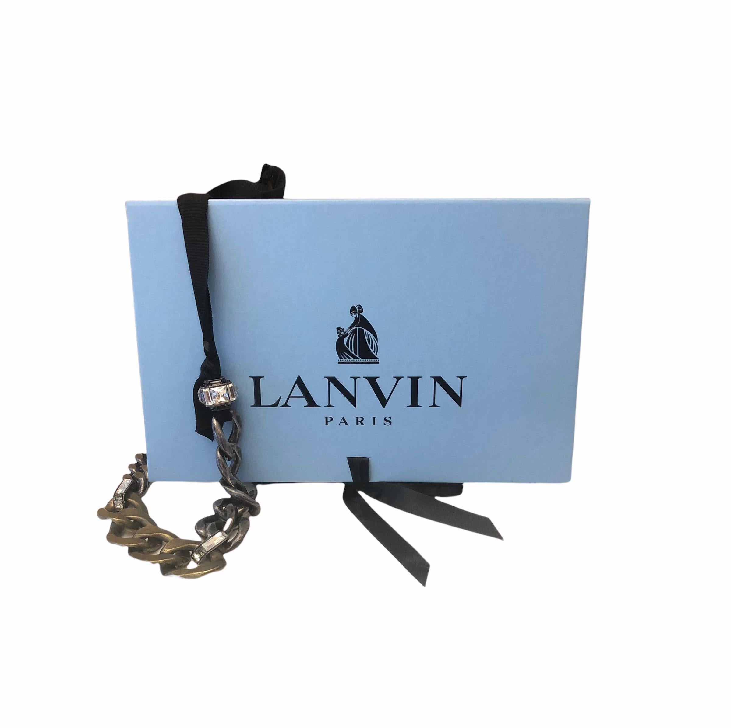 Women's or Men's Lanvin by Albert Elbaz Chain Link Grosgrain Crystal Necklace