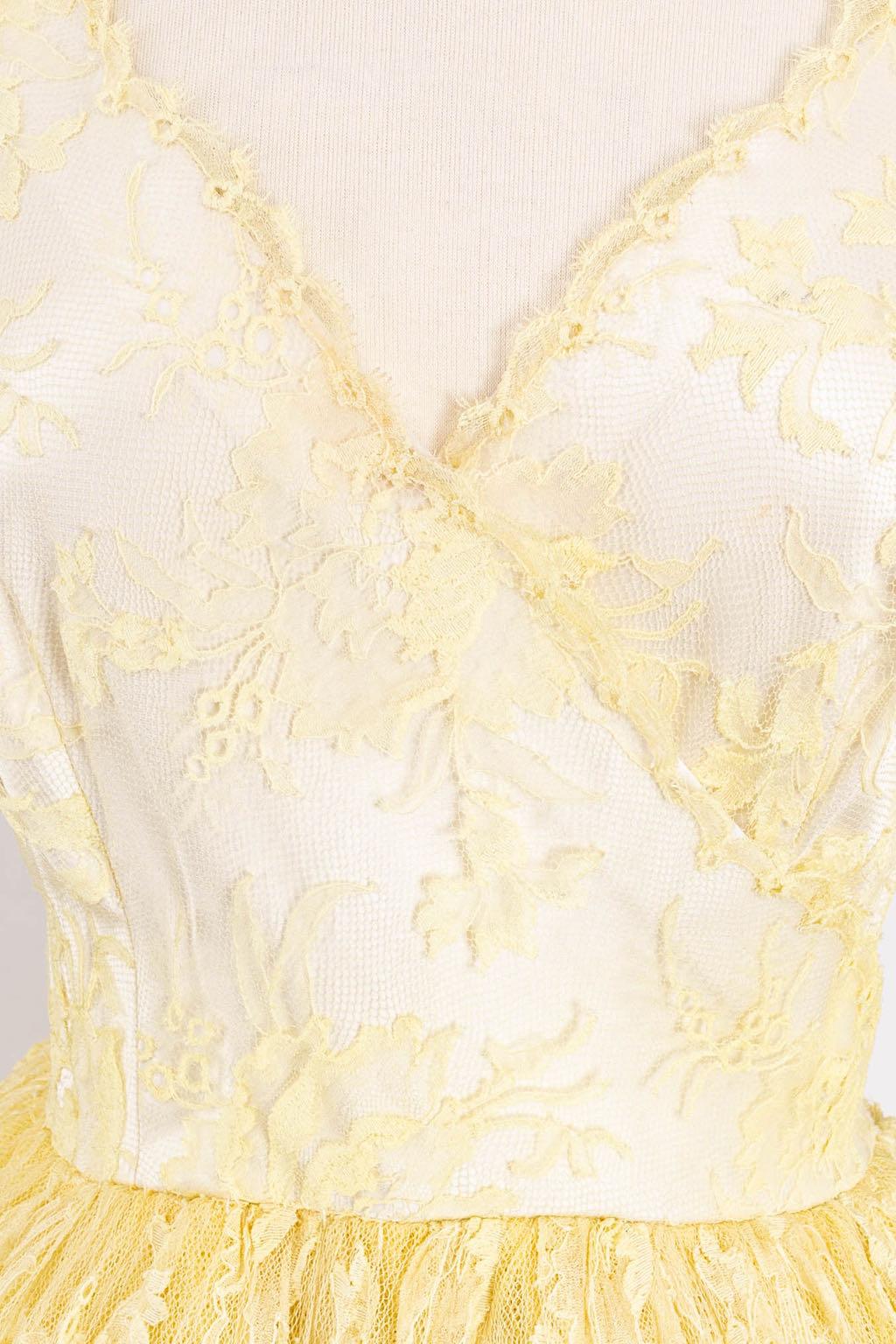 Lanvin by Castillo Yellow Lace Dress For Sale 6