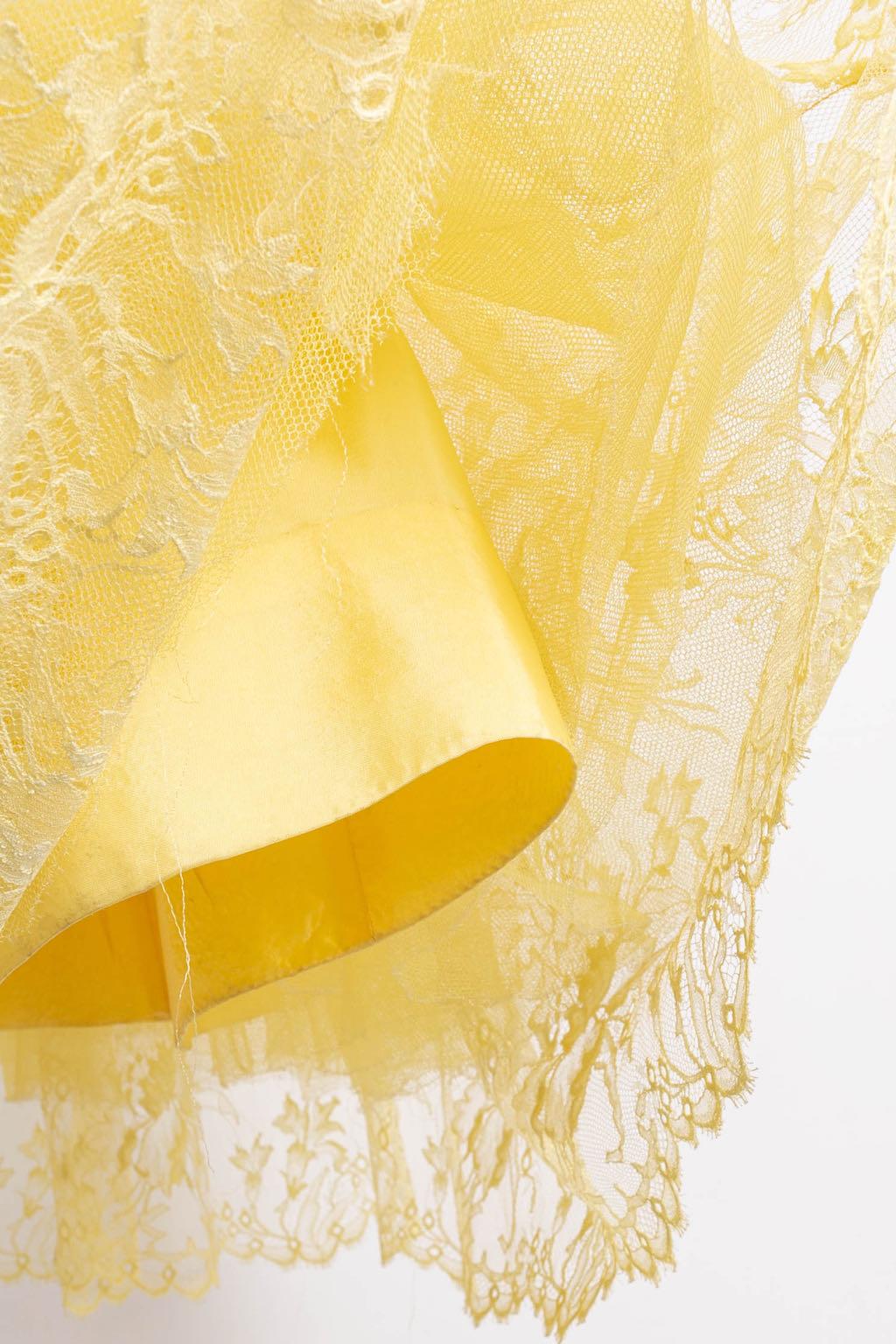 Lanvin by Castillo Yellow Lace Dress For Sale 7