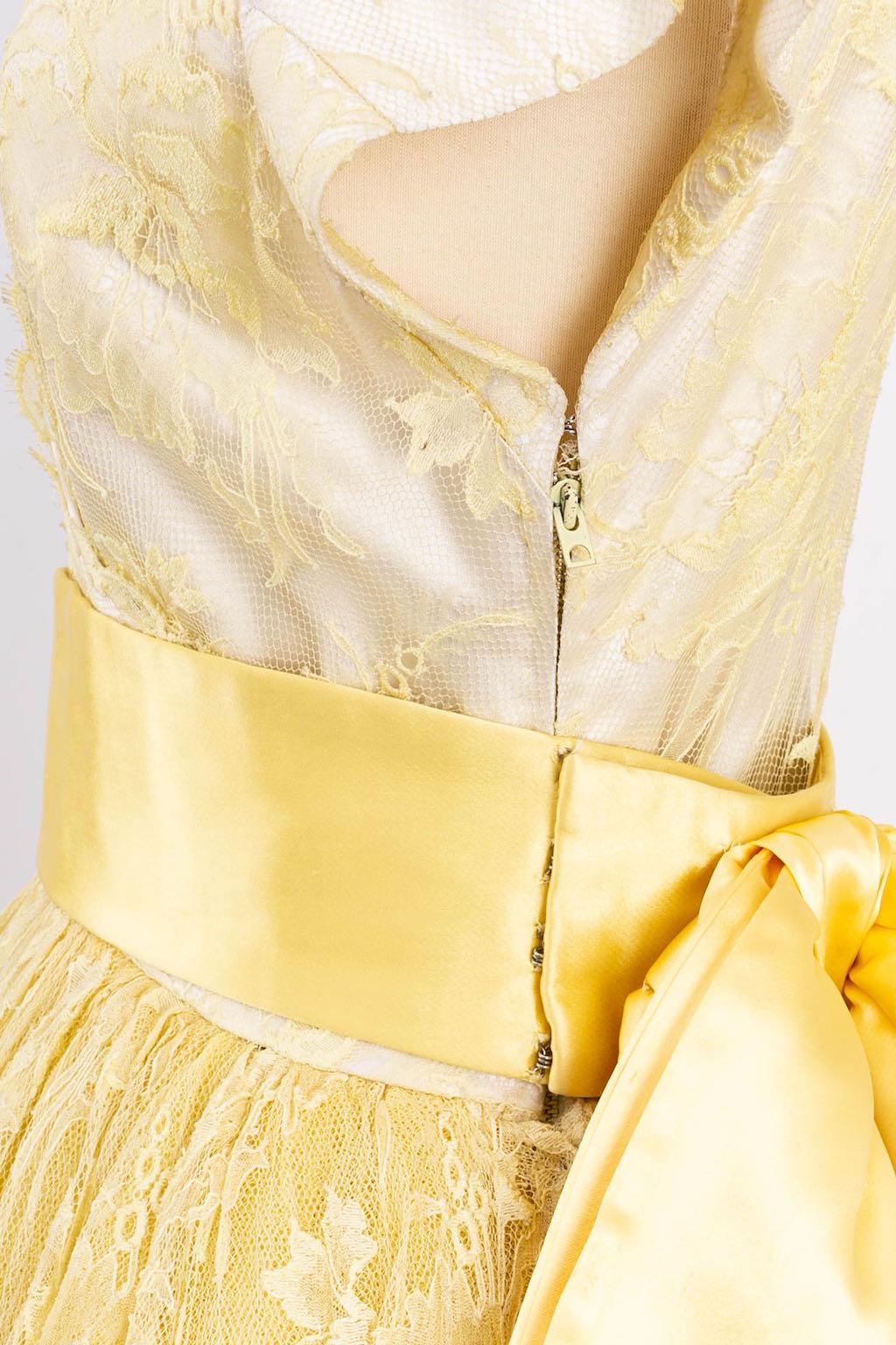 Lanvin by Castillo Yellow Lace Dress For Sale 3