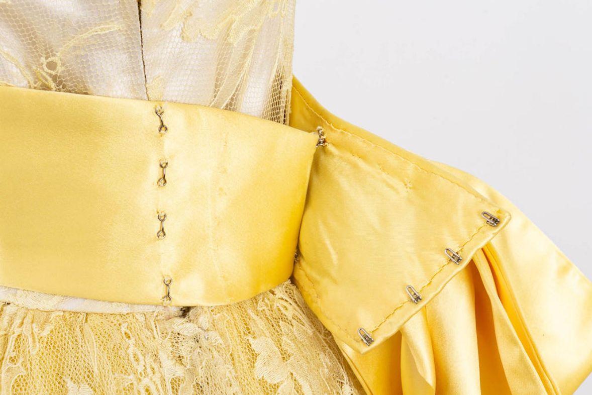 Lanvin by Castillo Yellow Lace Dress For Sale 5