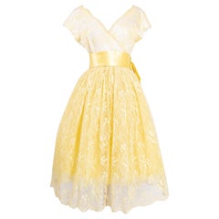 Lanvin by Castillo Yellow Lace Dress