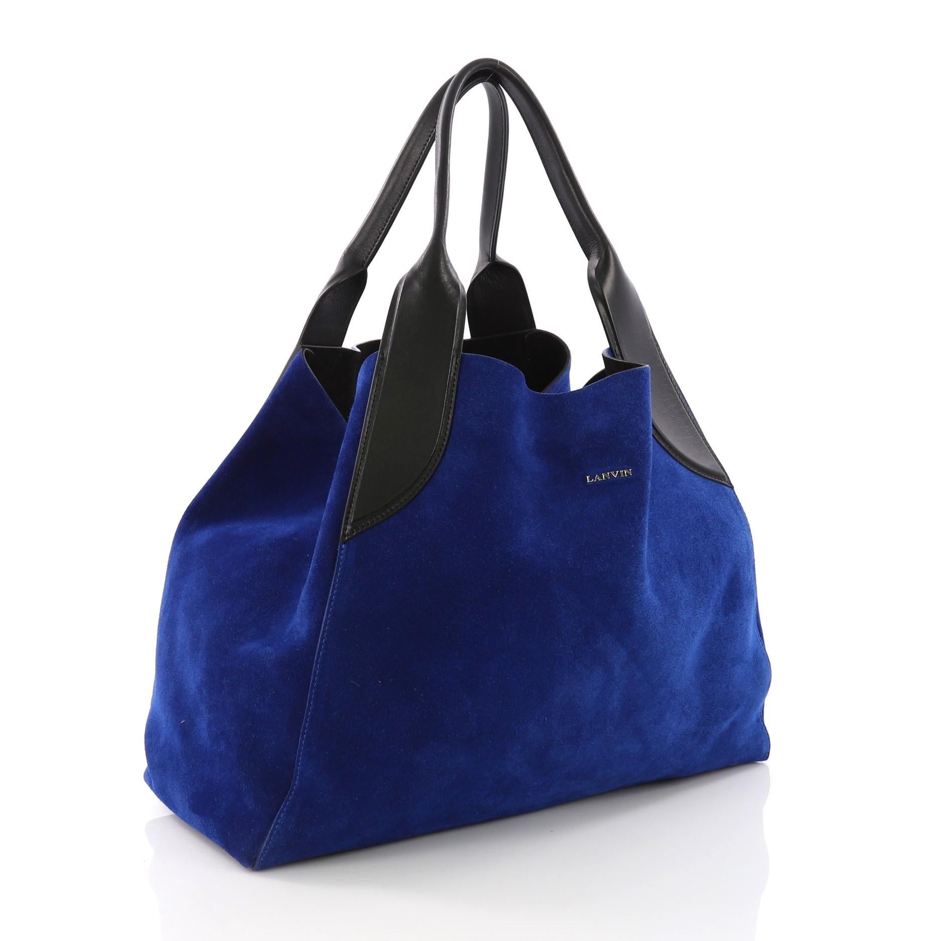 Purple Lanvin Cabas Tote Suede Medium