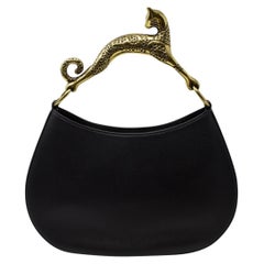 Lanvin Calfskin Gold Cat Top Handle Bag