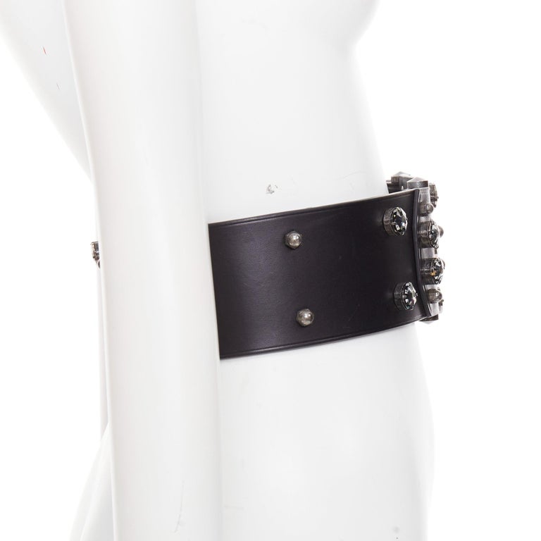 LANVIN Paris Crystal Embellished Belt LANVIN calfskin leather crystal embellished panelled  main image 3