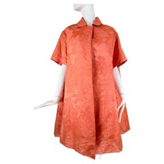 Lanvin Castello Haute Couture Coral Silk Brocade Coat & Dress Ensemble 1950s