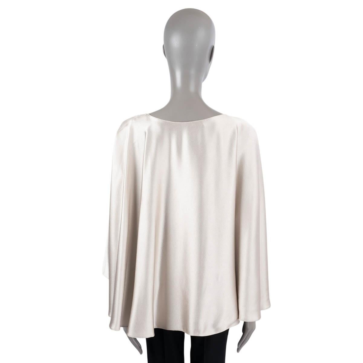 Women's LANVIN champagne silk 2014 OVERLAY SATIN Blouse Shirt 34 XS For Sale