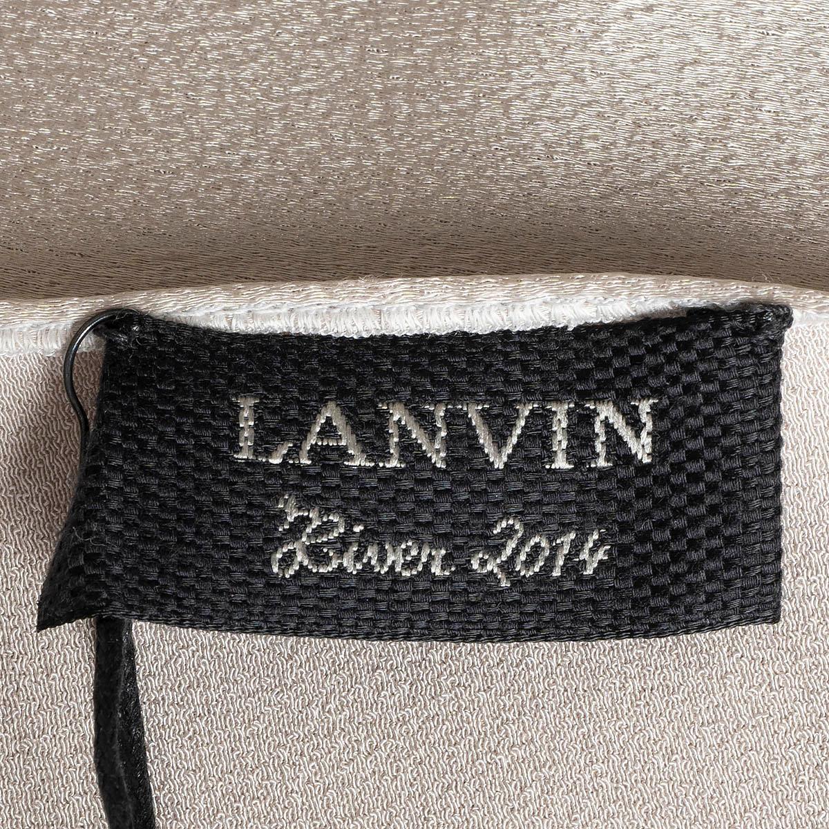 LANVIN champagne silk 2014 OVERLAY SATIN Blouse Shirt 34 XS For Sale 2