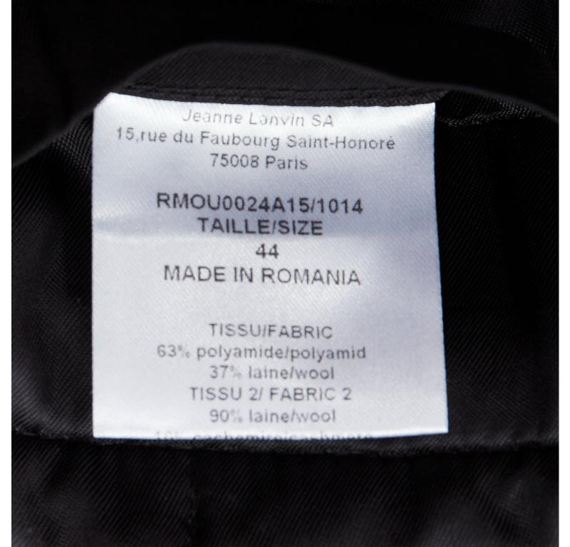 LANVIN charcoal grey wool blend quilted safari jacket FR44 XS 5
