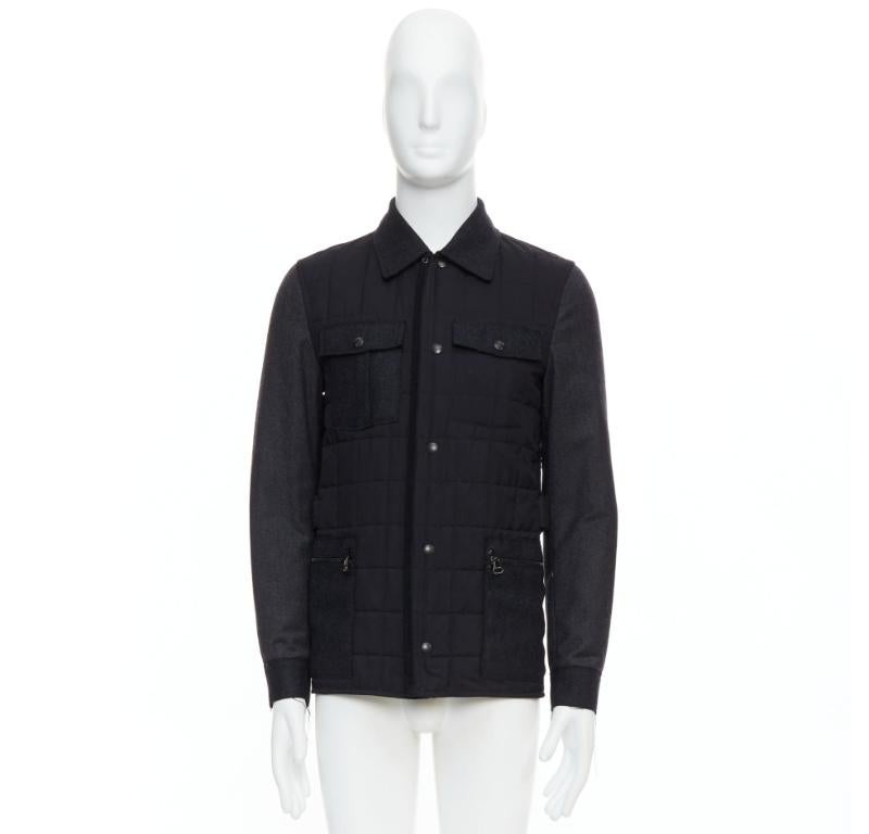 LANVIN charcoal grey wool blend quilted safari jacket FR44 XS 6