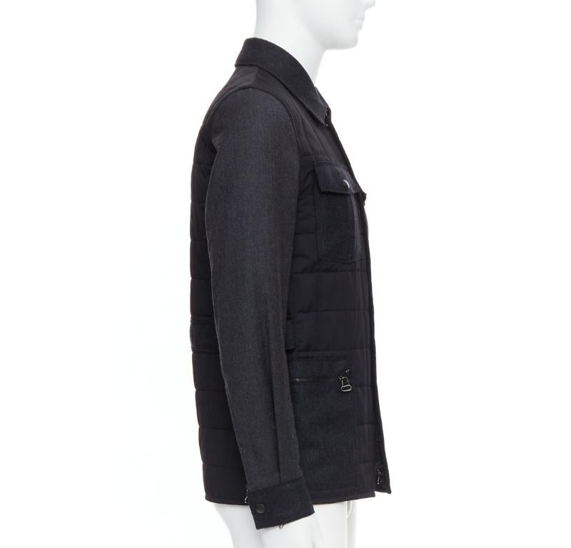 Men's LANVIN charcoal grey wool blend quilted safari jacket FR44 XS