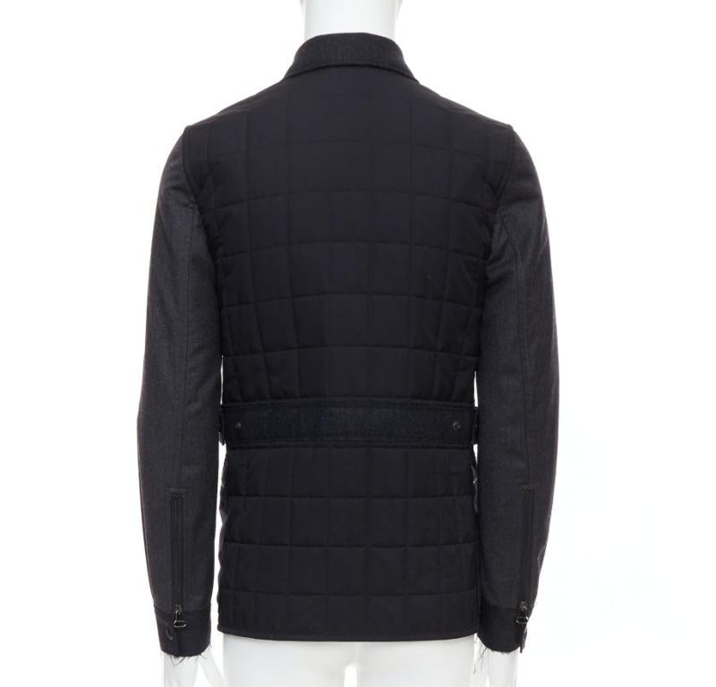 LANVIN charcoal grey wool blend quilted safari jacket FR44 XS 1