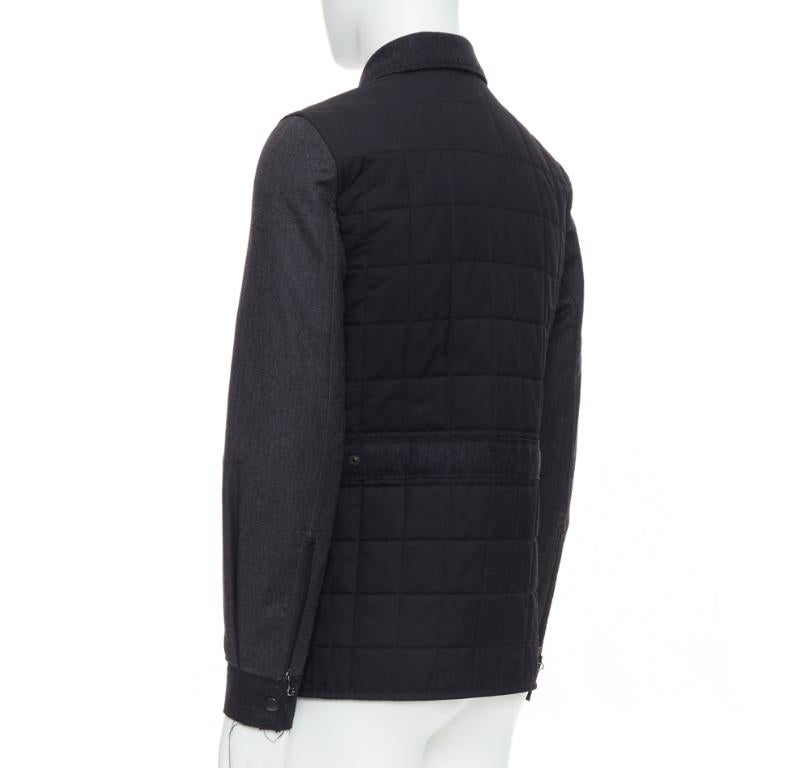 LANVIN charcoal grey wool blend quilted safari jacket FR44 XS 2