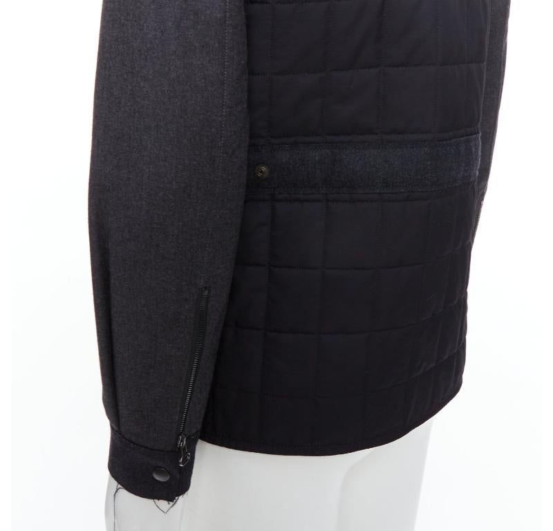 LANVIN charcoal grey wool blend quilted safari jacket FR44 XS 3