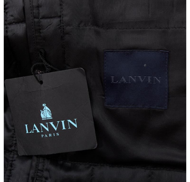LANVIN charcoal grey wool blend quilted safari jacket FR44 XS 4