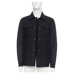 LANVIN Anthrazitgraue gesteppte Safari-Jacke aus Wollmischung FR44 XS