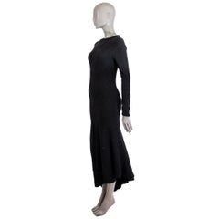 LANVIN charcoal grey wool & cashmere ASYMMETRIC MAXI KNIT Dress XS