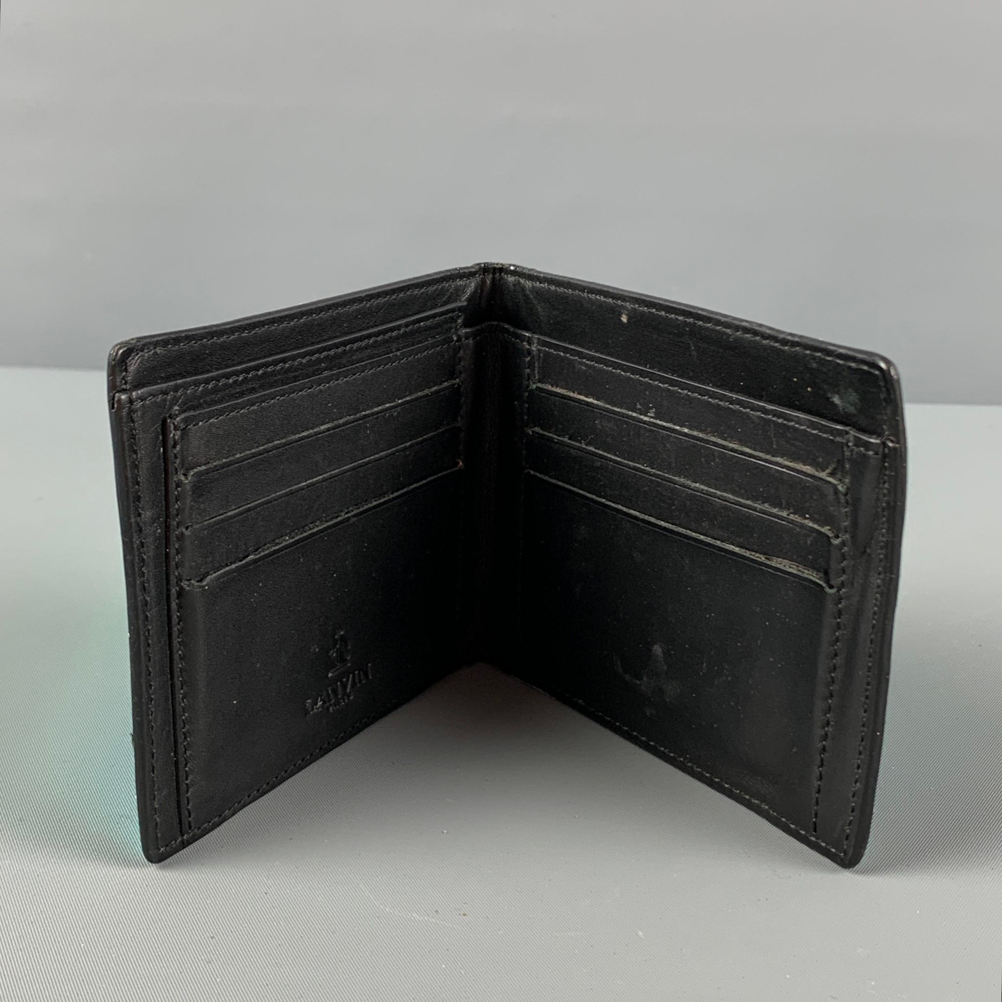 LANVIN Charmeuse Black Wrinkled Patent Leather Wallet In Good Condition In San Francisco, CA