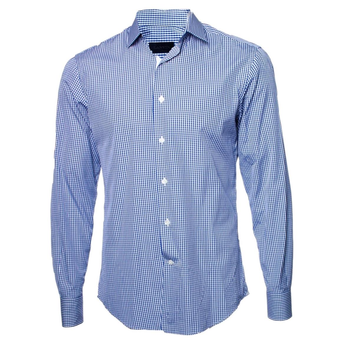 Lanvin, Checkered blouse in blue and white For Sale