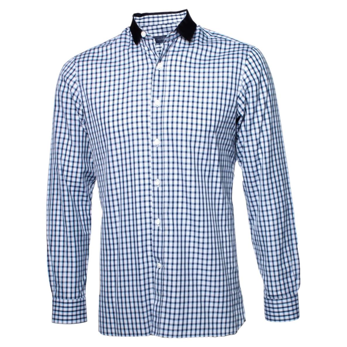 Lanvin, blouse à carreaux bleu foncé en vente