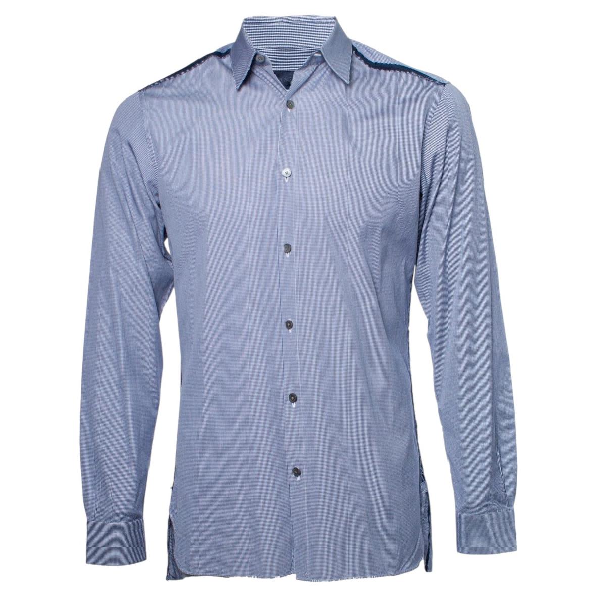 Lanvin, Chemise à carreaux bleu foncé et blanc en vente
