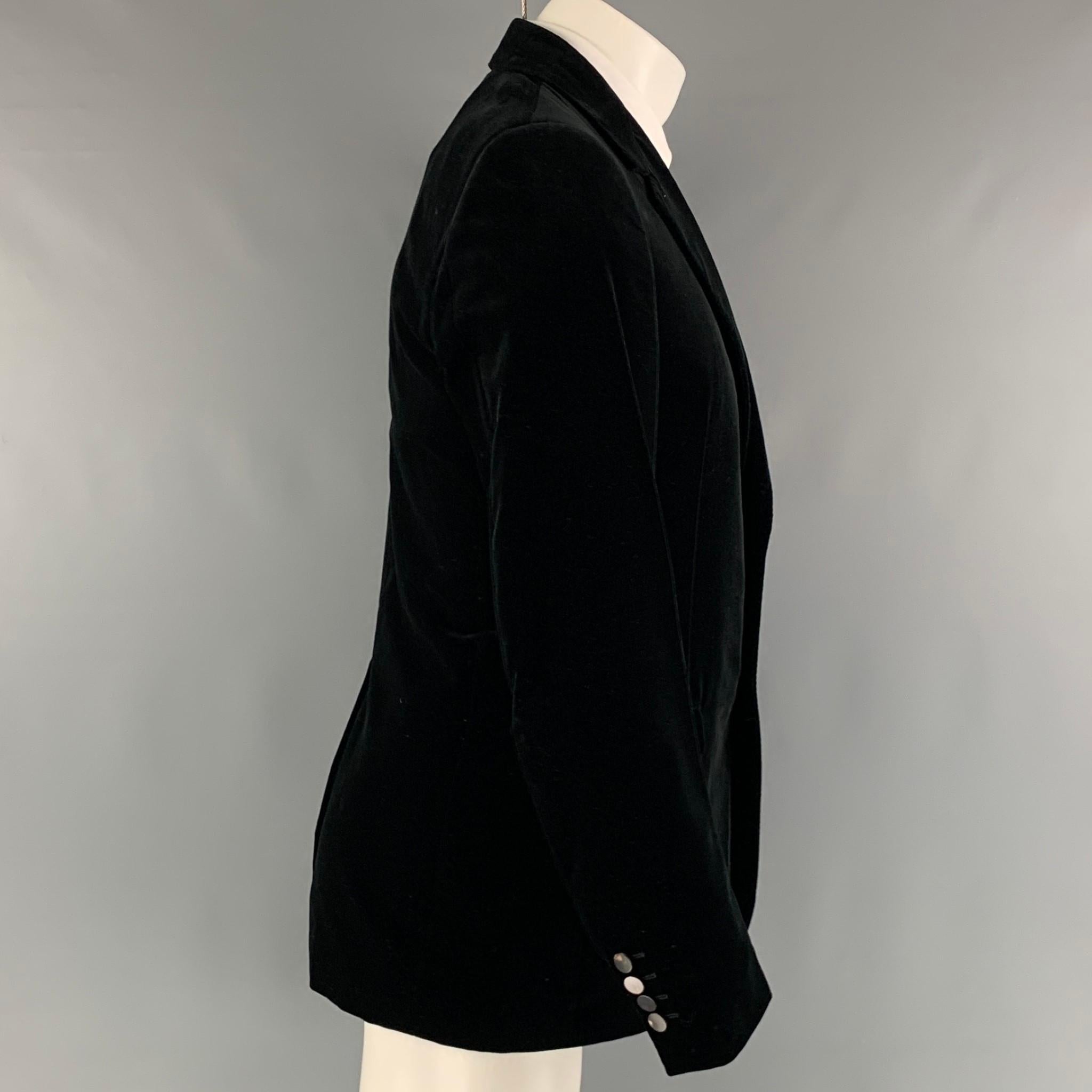 LANVIN Chest Size 38 Black Solid Cotton Velvet Notch Lapel Sport Coat In Good Condition In San Francisco, CA
