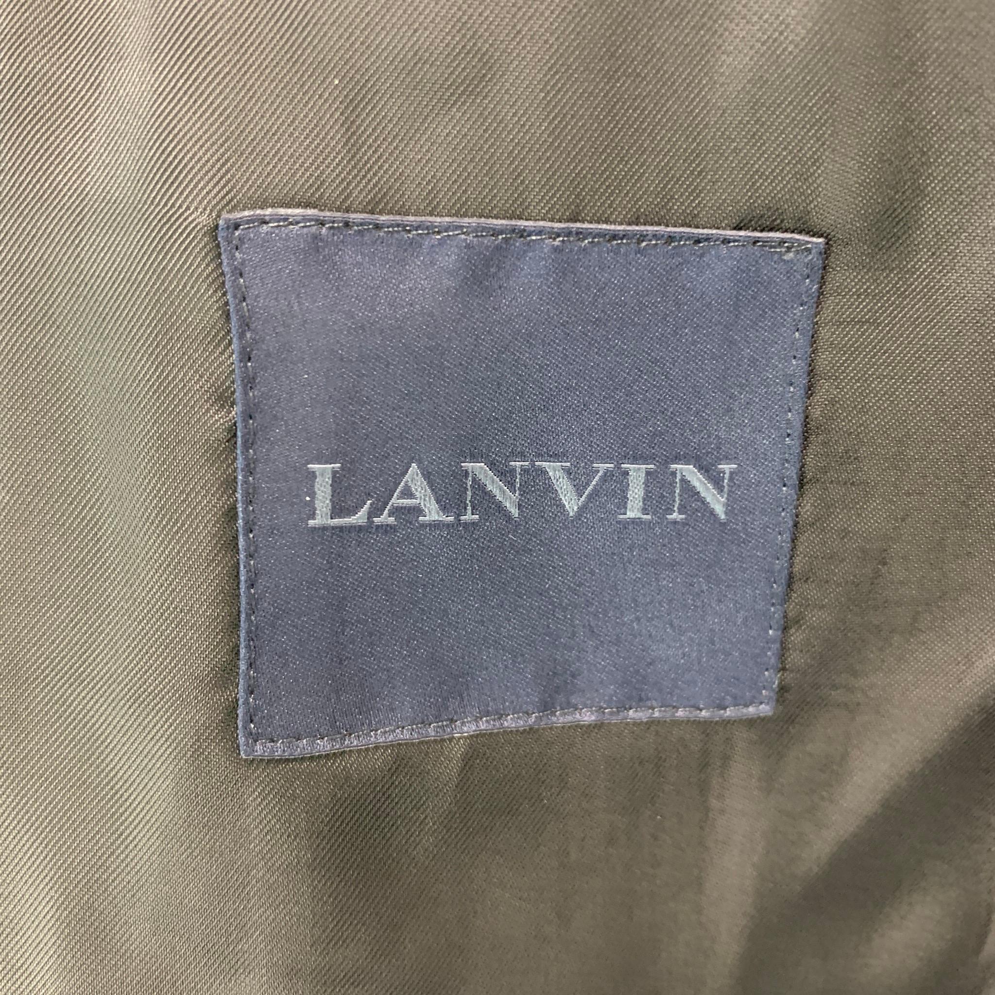 LANVIN Chest Size 38 Black Solid Cotton Velvet Notch Lapel Sport Coat 3
