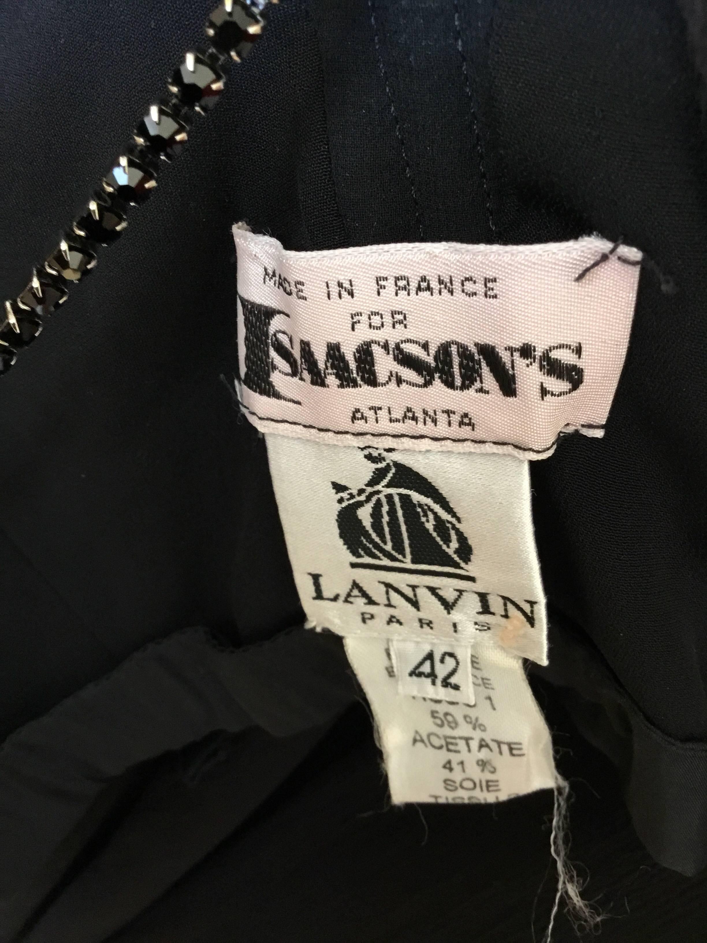 Women's Lanvin Chiffon Blend Dress Vintage 1970’s with Rhinestone Straps For Sale