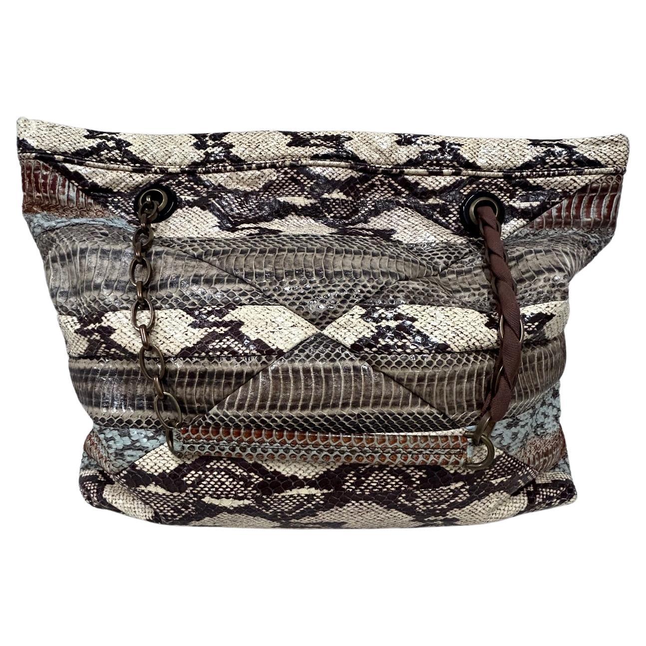 Black Lanvin Cold Water Snakeskin Shoulder Bag For Sale