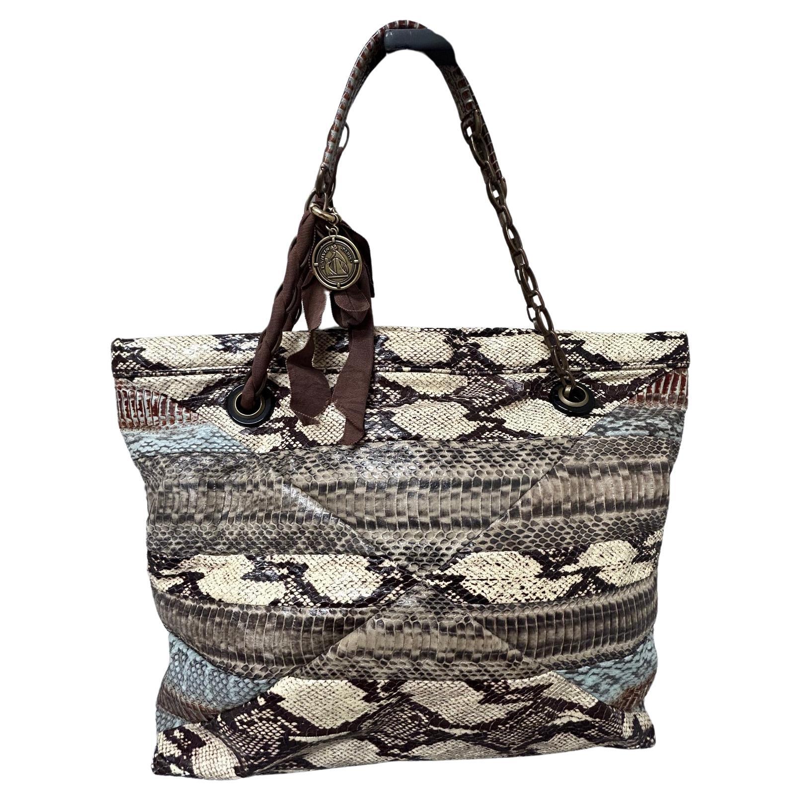 Sac à bandoulière Lanvin en peau de serpent d'eau froide