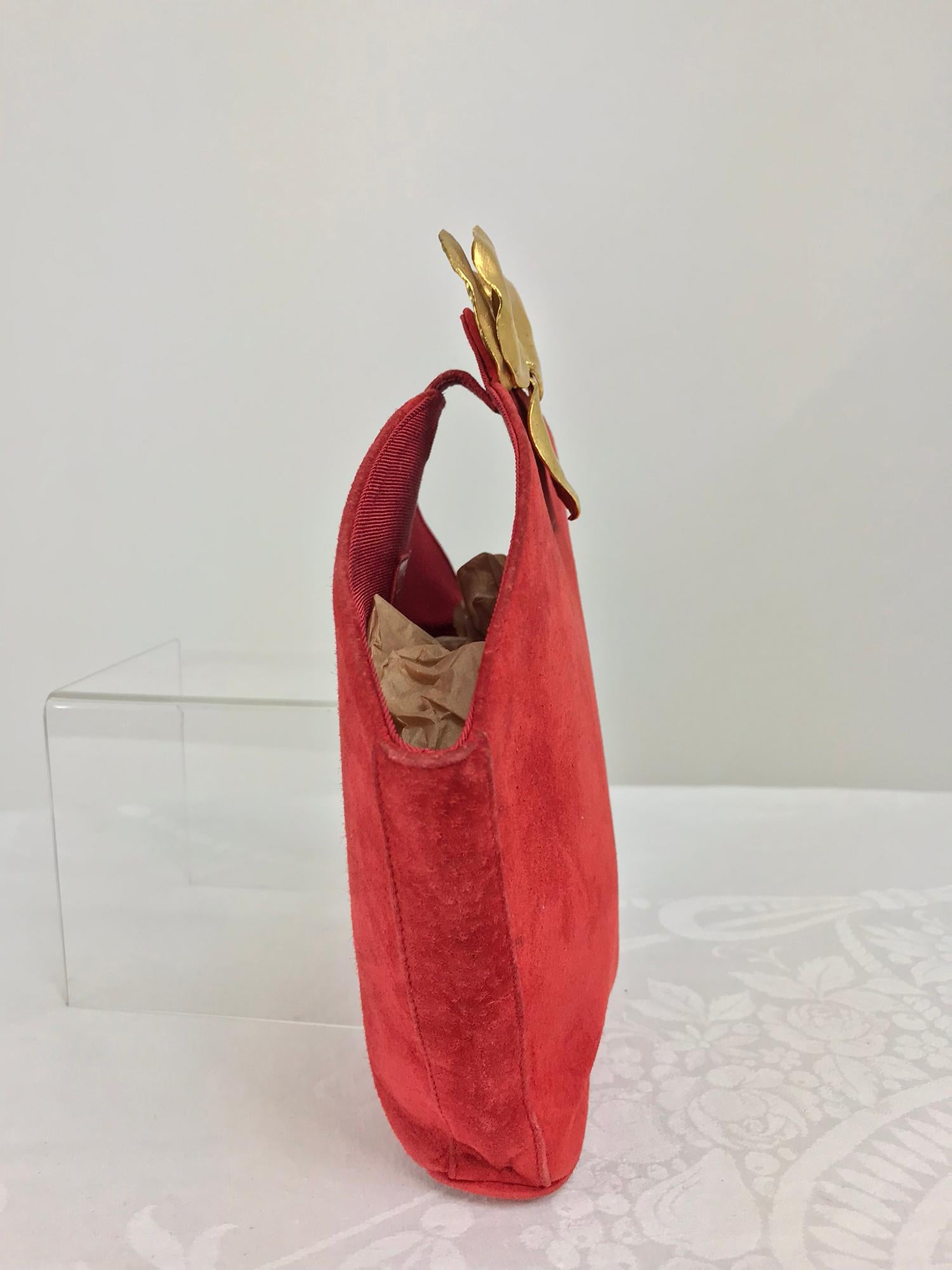 Women's Lanvin Coral Red Flower Pot Evening Bag 