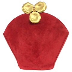 Lanvin Coral Red Flower Pot Evening Bag 